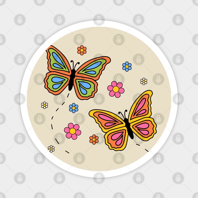 Groovy Colorful Butterflies Magnet by themindfulbutterfly